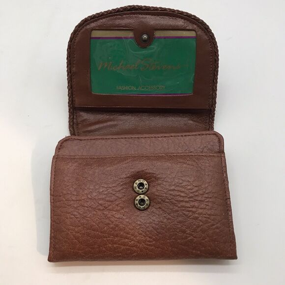 NEW Michael Stevens Brown Tri-Fold Leather Wallet Coin Purse & Card Organizer - Picture 5 of 7